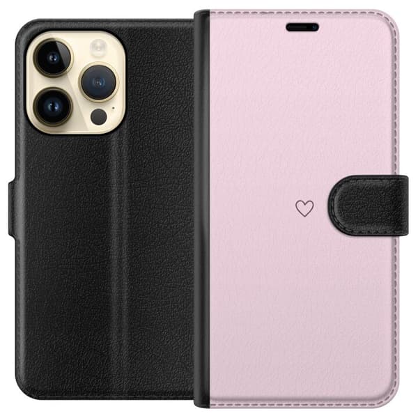 Lommeboketui til Apple iPhone 15 Pro med Hjerte motiv