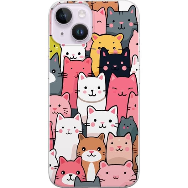 Mobilcover til Apple iPhone 15 Plus med Katte mønster motiv