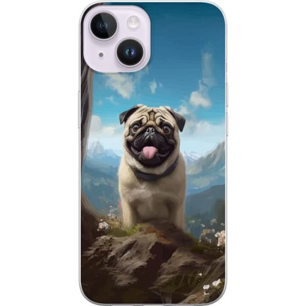Mobilskal till Apple iPhone 15 Plus med Glad Hund motiv