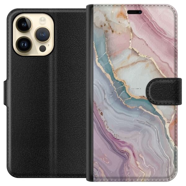 Lompakkokotelo Apple iPhone 15 Pro Max-laitteelle, jossa on Marmori kuvio
