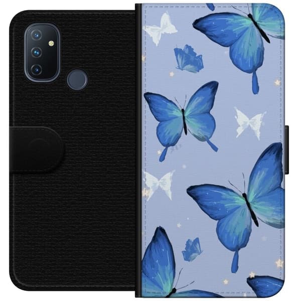 Plånboksfodral till OnePlus Nord N100 med Blå fjärillar motiv