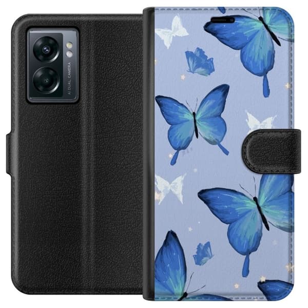 Lommeboketui til OnePlus Nord N300 med Blå sommerfugler motiv