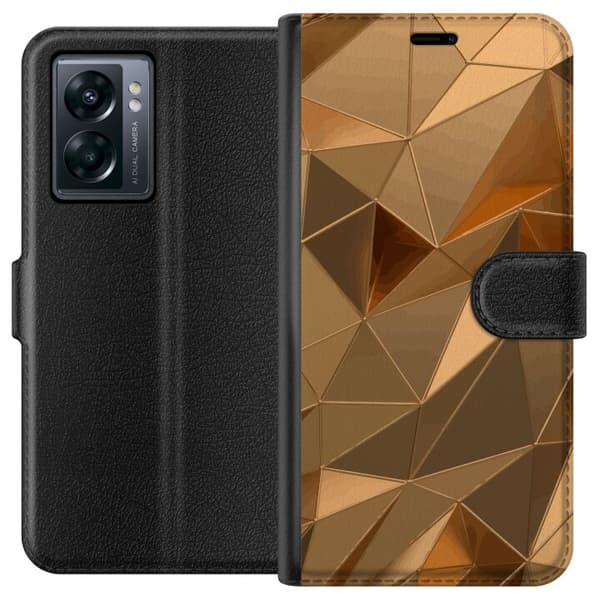 Lompakkokotelo OnePlus Nord N300-laitteelle, jossa on 3D Kulta kuvio