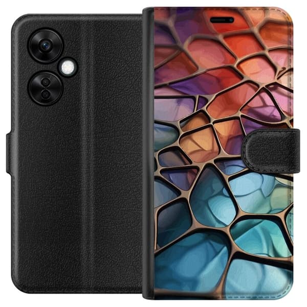 Tegnebogsetui til OnePlus Nord CE3 med Metallict mønster motiv