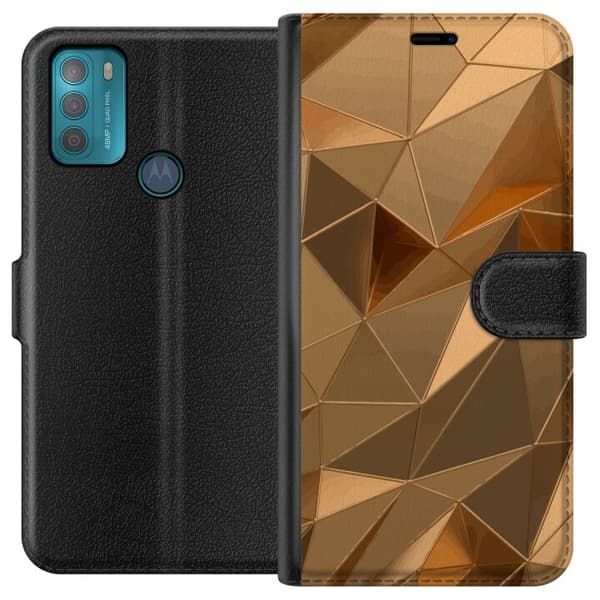 Lommeboketui til Motorola Moto G50 med 3D Gull motiv