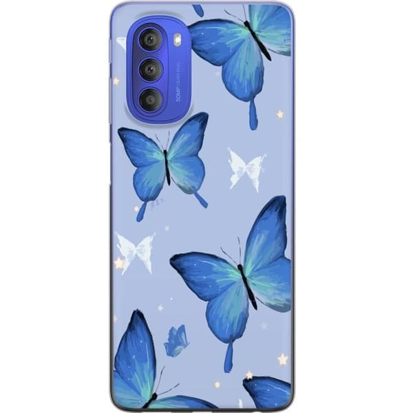 Mobilskal till Motorola Moto G51 5G med Blå fjärillar motiv