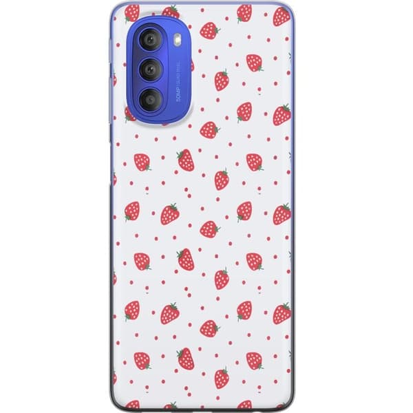 Kännykkäkuori Motorola Moto G51 5G-laitteelle, jossa on Mansikat kuvio