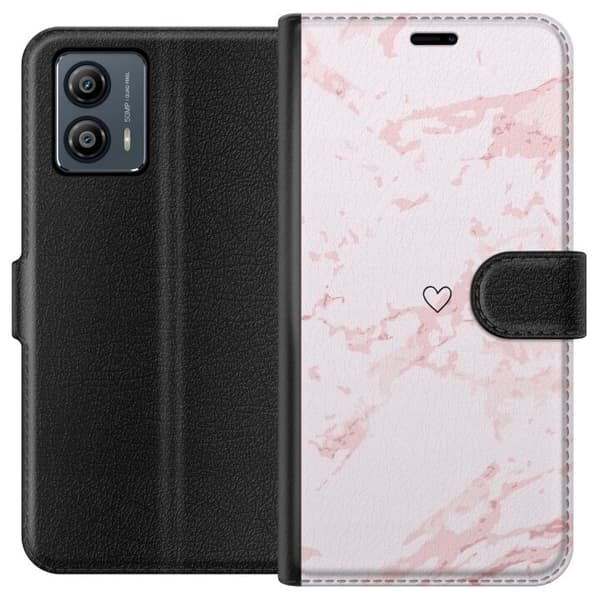 Tegnebogsetui til Motorola Moto G53 med Rosa Hjerte motiv