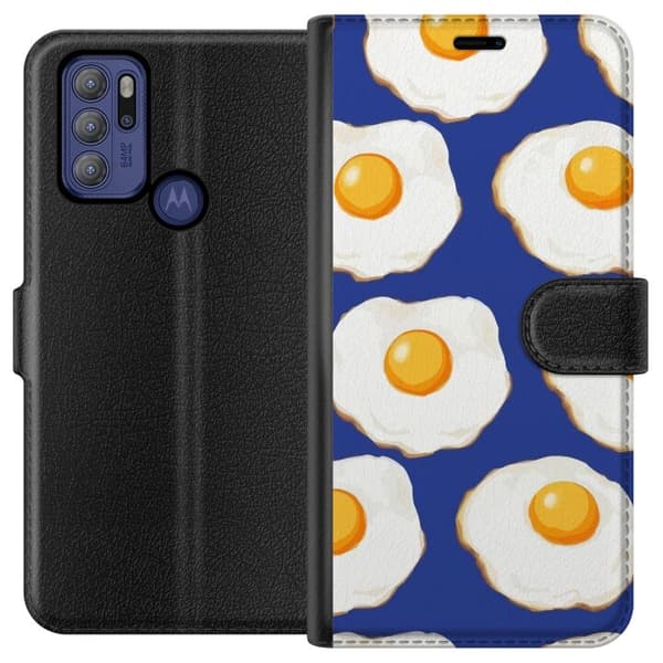 Lompakkokotelo Motorola Moto G60S-laitteelle, jossa on Paistetut munat kuvio