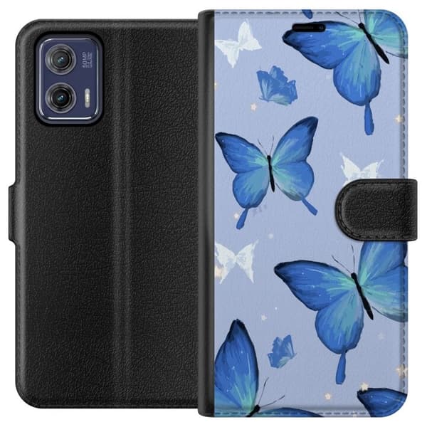 Plånboksfodral till Motorola Moto G73 med Blå fjärillar motiv