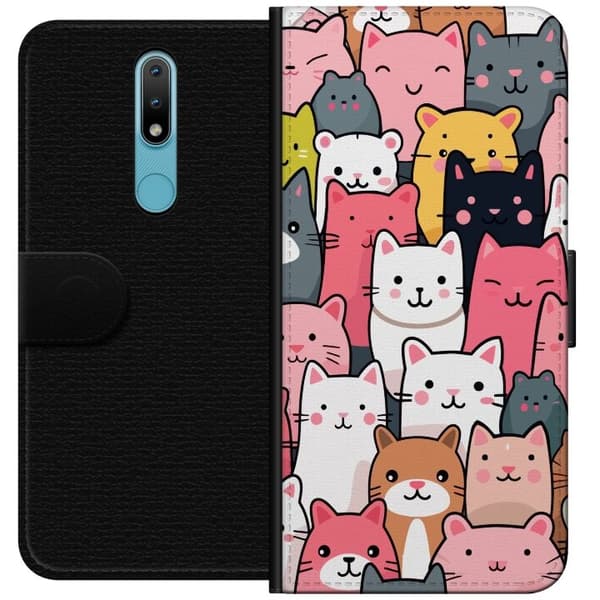 Lommeboketui til Nokia 2.4 med Kattmønster motiv