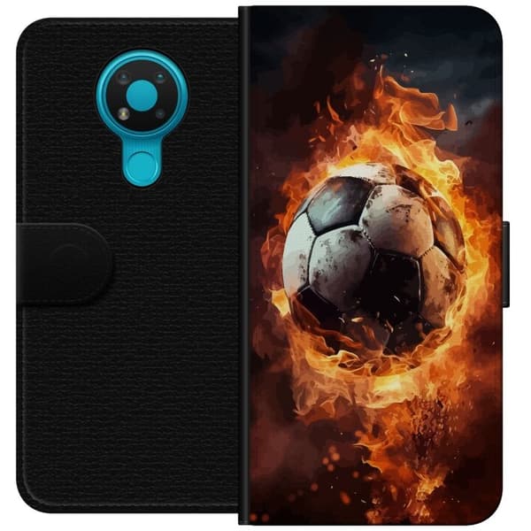 Plånboksfodral till Nokia 3.4 med Fotboll motiv