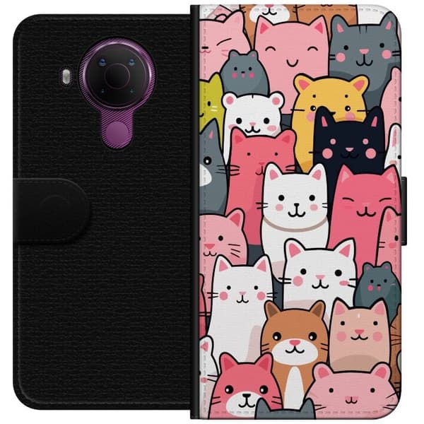 Lommeboketui til Nokia 5.4 med Kattmønster motiv