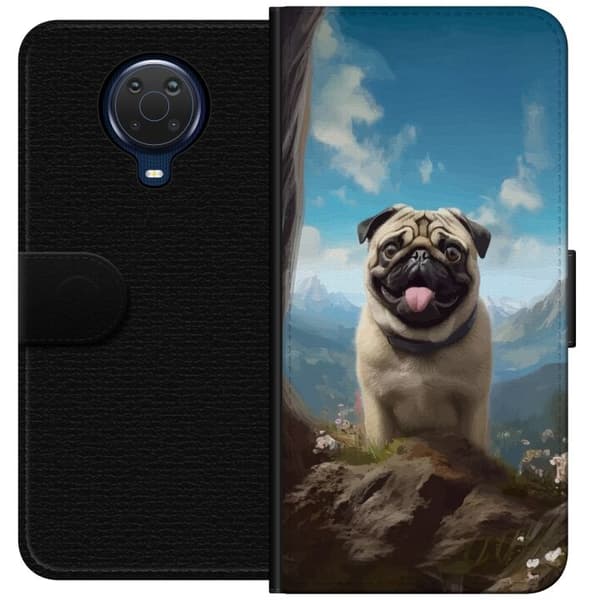 Tegnebogsetui til Nokia G20 med Glad Hund motiv