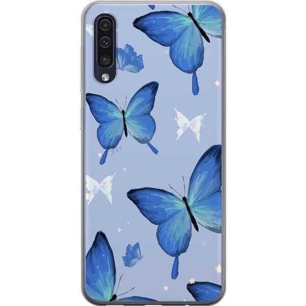 Mobilcover til Samsung Galaxy A50 med Blå sommerfugle motiv