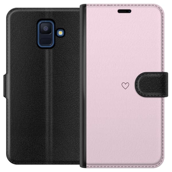 Lompakkokotelo Samsung Galaxy A6 (2018)-laitteelle, jossa on Sydän kuvio