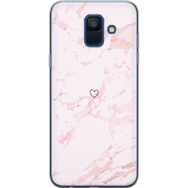 Kännykkäkuori Samsung Galaxy A6 (2018)-laitteelle, jossa on Roosa Sydän kuvio