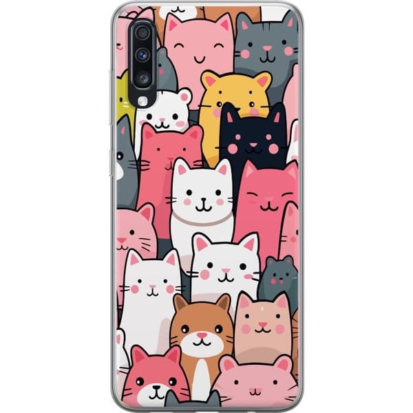 Mobildeksel til Samsung Galaxy A70 med Kattmønster motiv