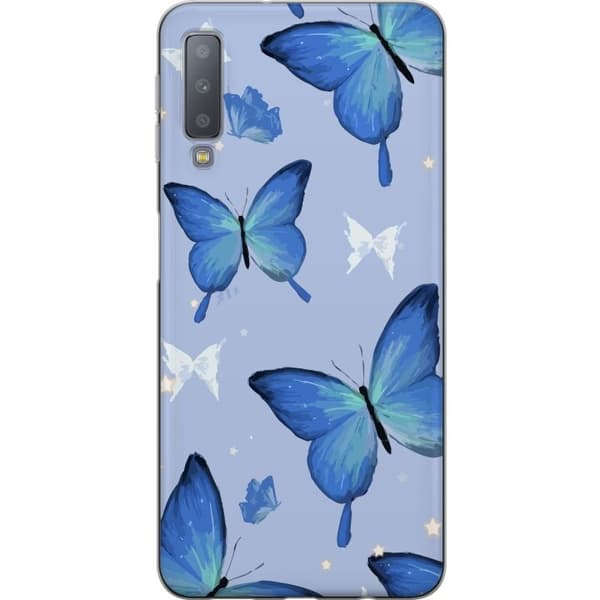 Mobildeksel til Samsung Galaxy A7 (2018) med Blå sommerfugler motiv