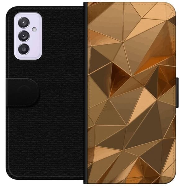 Lompakkokotelo Samsung Galaxy A82 5G-laitteelle, jossa on 3D Kulta kuvio
