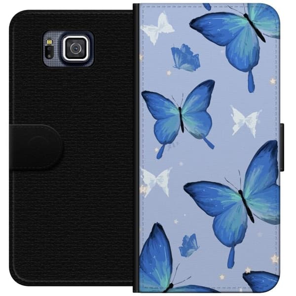 Plånboksfodral till Samsung Galaxy Alpha med Blå fjärillar motiv