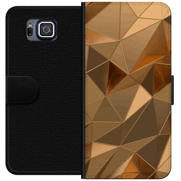 Plånboksfodral till Samsung Galaxy Alpha med 3D Guld motiv