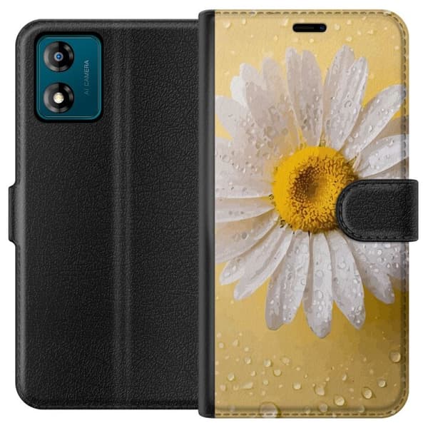 Tegnebogsetui til Motorola Moto E13 med Porcelænsblomst motiv