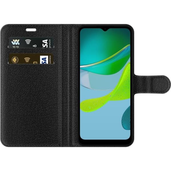 Lompakkokotelo Motorola Moto E13-laitteelle, jossa on Lasinen kuvio