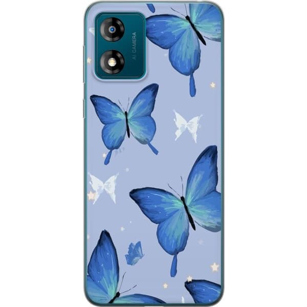Mobilskal till Motorola Moto E13 med Blå fjärillar motiv