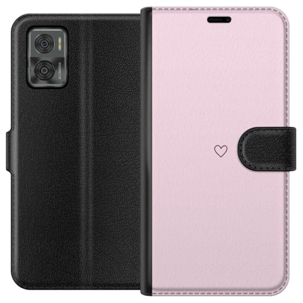 Lompakkokotelo Motorola Moto E22i-laitteelle, jossa on Sydän kuvio