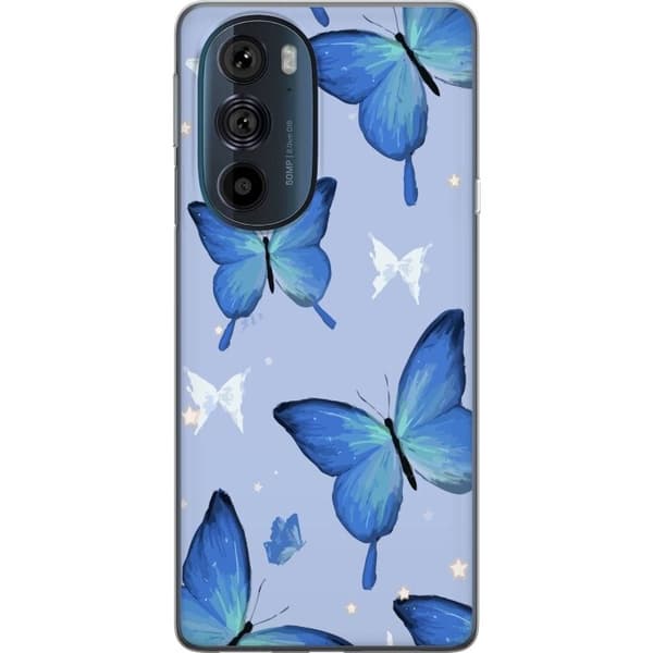 Kännykkäkuori Motorola Edge 30 Pro-laitteelle, jossa on Sinisiä perhosia kuvio