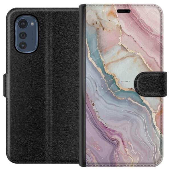 Lompakkokotelo Motorola Moto E32s-laitteelle, jossa on Marmori kuvio