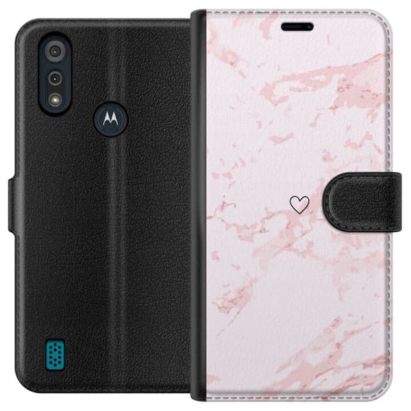 Plånboksfodral till Motorola Moto E6i med Rosa Hjärta motiv
