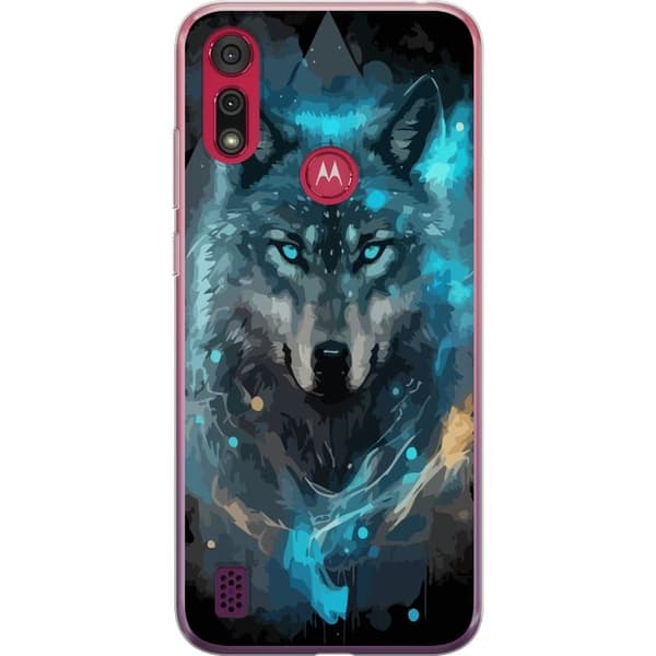 Kännykkäkuori Motorola Moto E6s (2020)-laitteelle, jossa on Susi kuvio