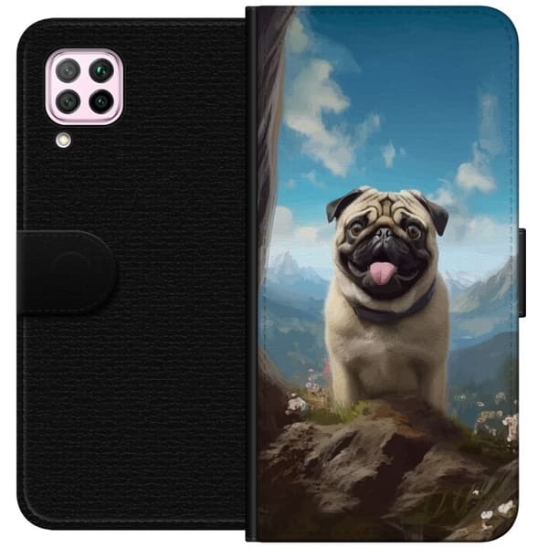Plånboksfodral till Huawei P40 lite med Glad Hund motiv
