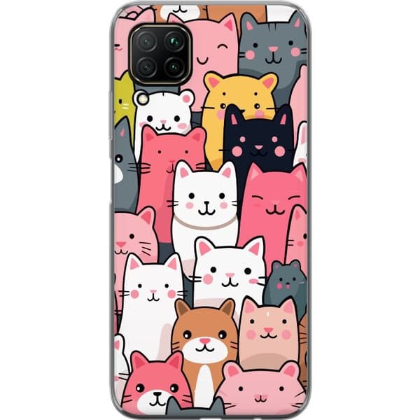 Mobildeksel til Huawei P40 lite med Kattmønster motiv
