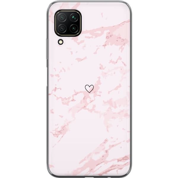 Kännykkäkuori Huawei P40 lite-laitteelle, jossa on Roosa Sydän kuvio