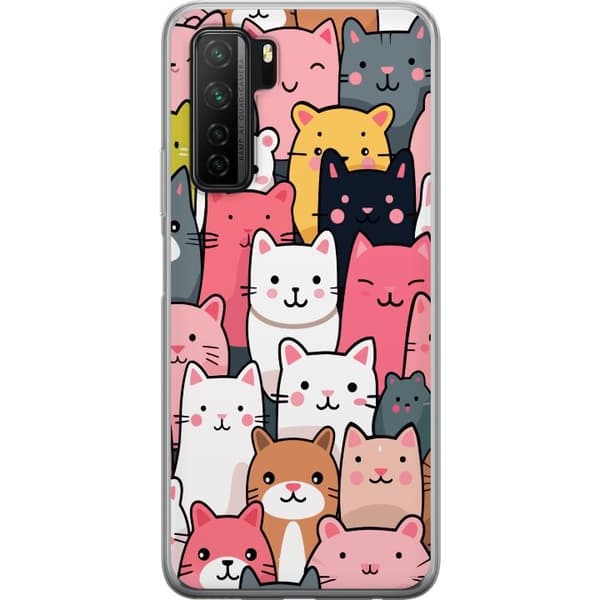 Kännykkäkuori Huawei P40 lite 5G-laitteelle, jossa on Kissan kuviointi kuvio