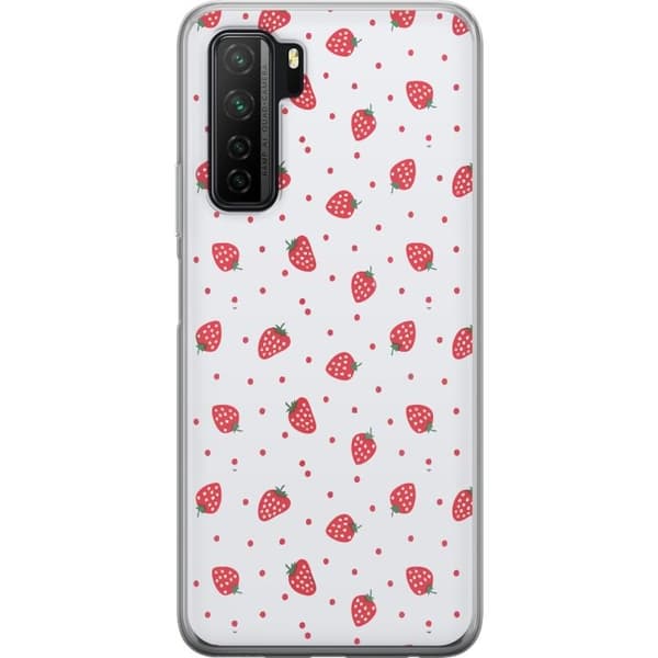Kännykkäkuori Huawei P40 lite 5G-laitteelle, jossa on Mansikat kuvio
