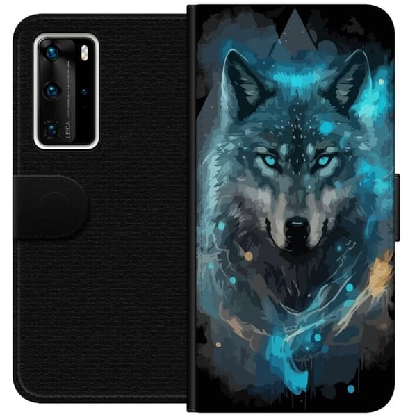 Tegnebogsetui til Huawei P40 Pro med Ulve motiv