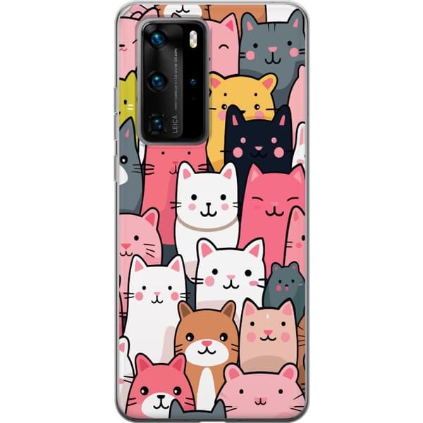 Mobilcover til Huawei P40 Pro med Katte mønster motiv