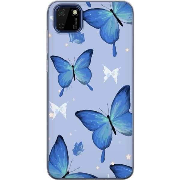 Kännykkäkuori Huawei Y5p-laitteelle, jossa on Sinisiä perhosia kuvio