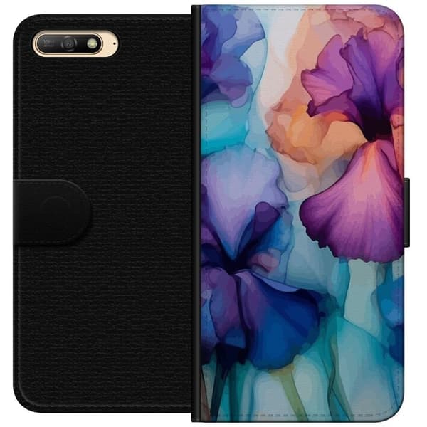 Lompakkokotelo Huawei Y6 (2018)-laitteelle, jossa on Maagiset kukat kuvio