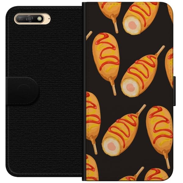 Tegnebogsetui til Huawei Y6 (2018) med Kyllingedrumstick motiv
