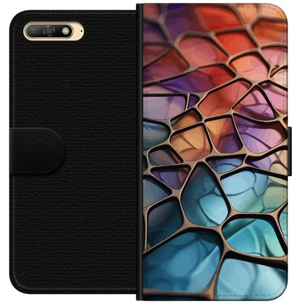 Tegnebogsetui til Huawei Y6 (2018) med Metallict mønster motiv