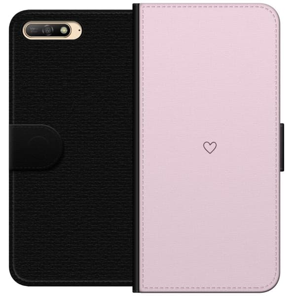 Lompakkokotelo Huawei Y6 (2018)-laitteelle, jossa on Sydän kuvio
