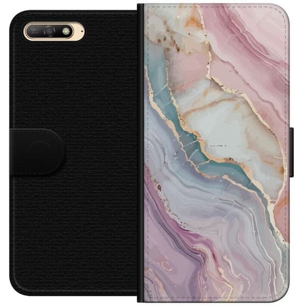 Tegnebogsetui til Huawei Y6 (2018) med Marmor motiv
