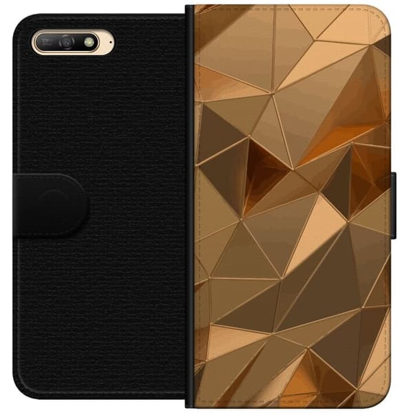 Tegnebogsetui til Huawei Y6 (2018) med 3D Guld motiv