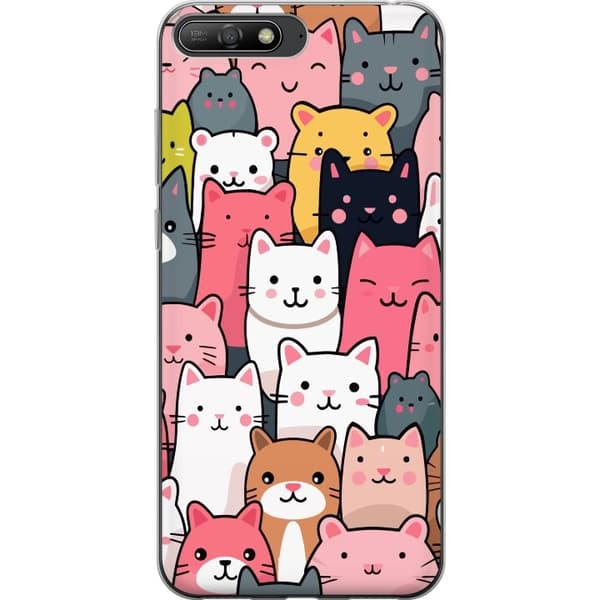 Kännykkäkuori Huawei Y6 (2018)-laitteelle, jossa on Kissan kuviointi kuvio