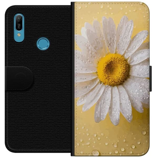 Lompakkokotelo Huawei Y6 (2019)-laitteelle, jossa on Posliinikukka kuvio